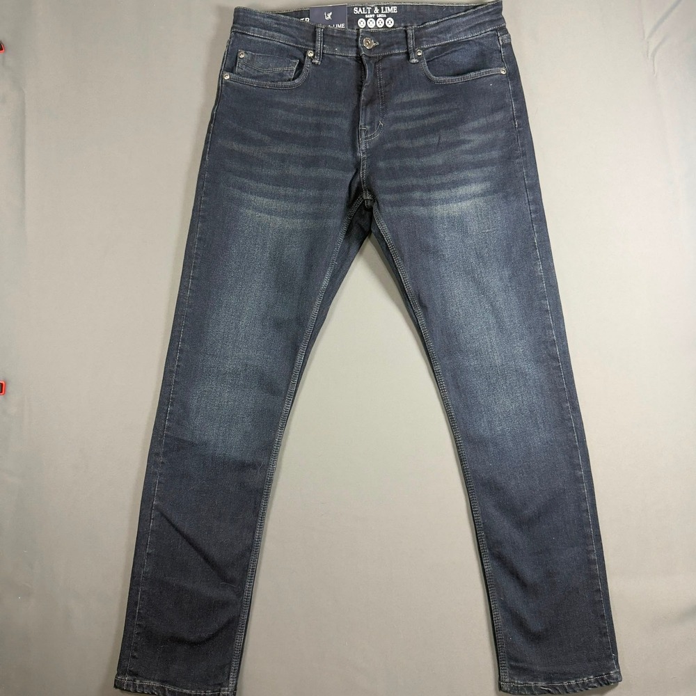 Salt & Lime Saint Lucia Mens Slim Fit Tech-Stretch Jeans Dark Wash 36x32 NWT